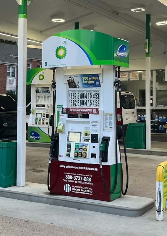 Charity fuel pump at a BP site